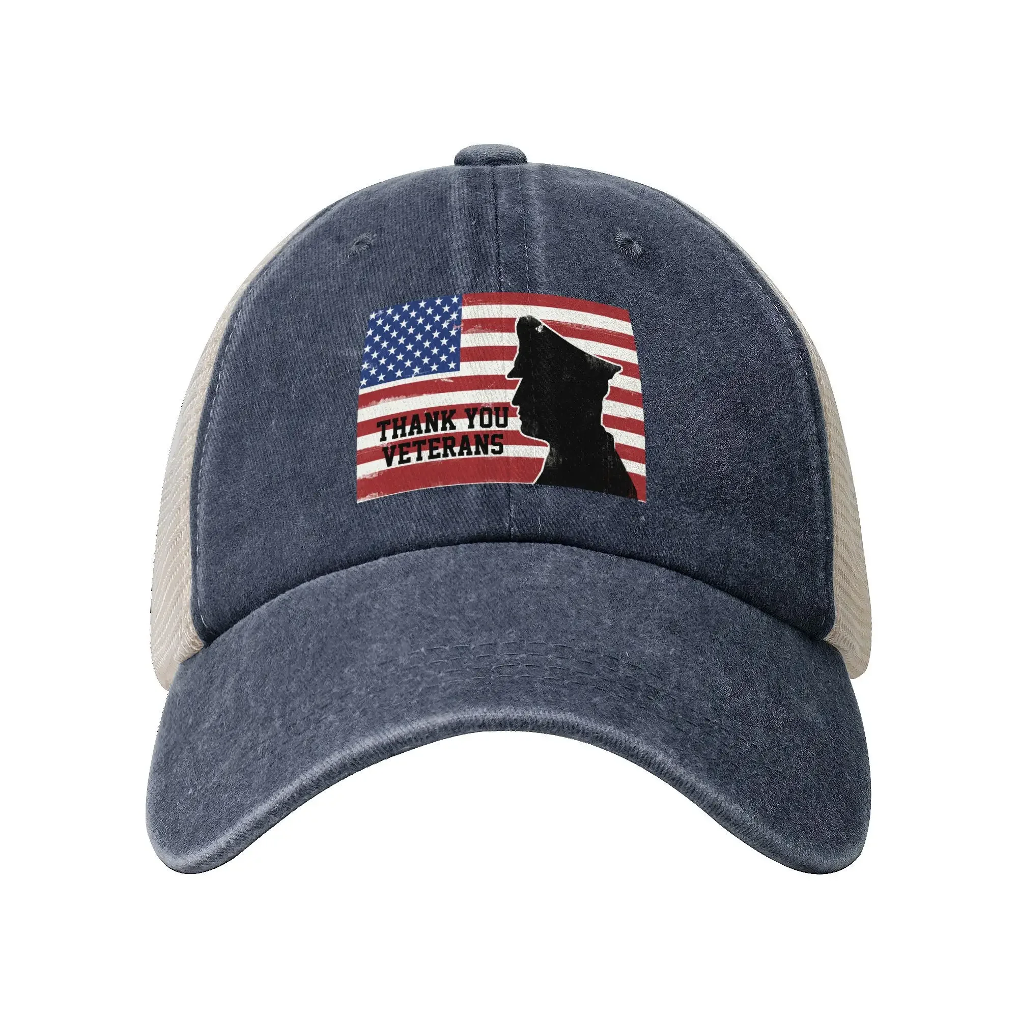 Fashionable and Minimalist Duckbill Hat Great National Flag Hat Outdoor Sun Hat for Outings Ameri Washed Denim Mesh Hat