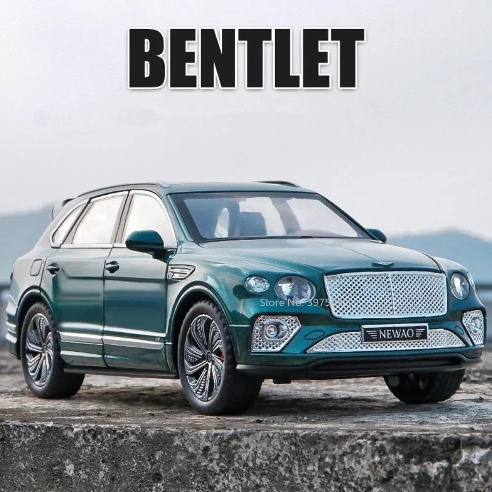 1:24 Bentayga Auto Modellen Speelgoed Legering Diecast Metaal Terreinvoertuigen Geluid Licht Trek Miniatuur Model SUV Kinderen Jongens Geschenken