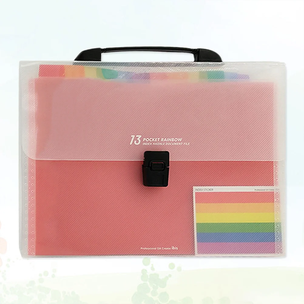 Carpeta de archivos expandible de mano con 13 bolsillos, carpeta de documentos de acordeón de plástico PP impermeable para archivar estudio de oficina