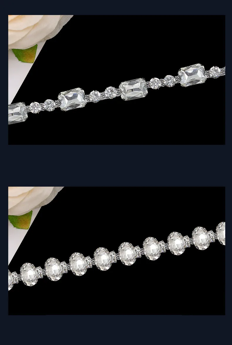 10 Meter Strass-Kette Kristall-Diamant-Zubehör DIY-Handwerk Hochzeitsdekoration Geschenk Unregelmäßiges Silbernes Strass-Band – Detail 3