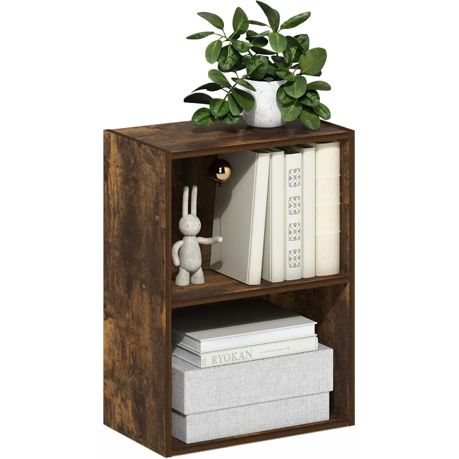 

Книжная полка Furinno LUDER, 2-уровневая современная книжная полка, открытые полки, книжный шкаф 9 x 16 x 21 для гостиной, спальни, домашнего офиса, янтарный Pi