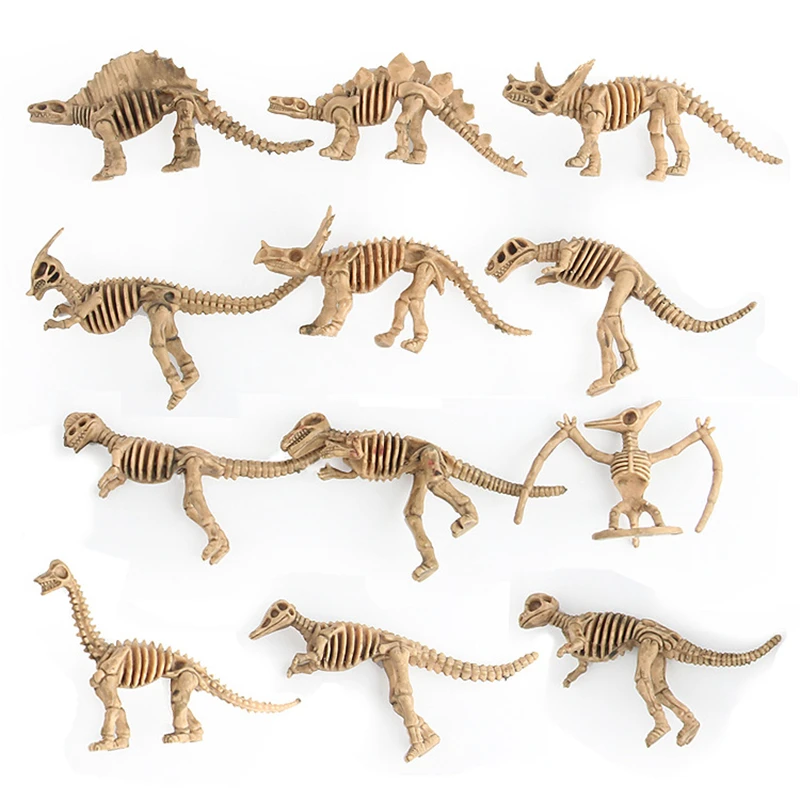 12Pc/Set Simulation Mini Jurassic Dinosaur Skeleton Archaeological Excavation Dinosaur Model Fossils Bones Toy Figures Kid Gift