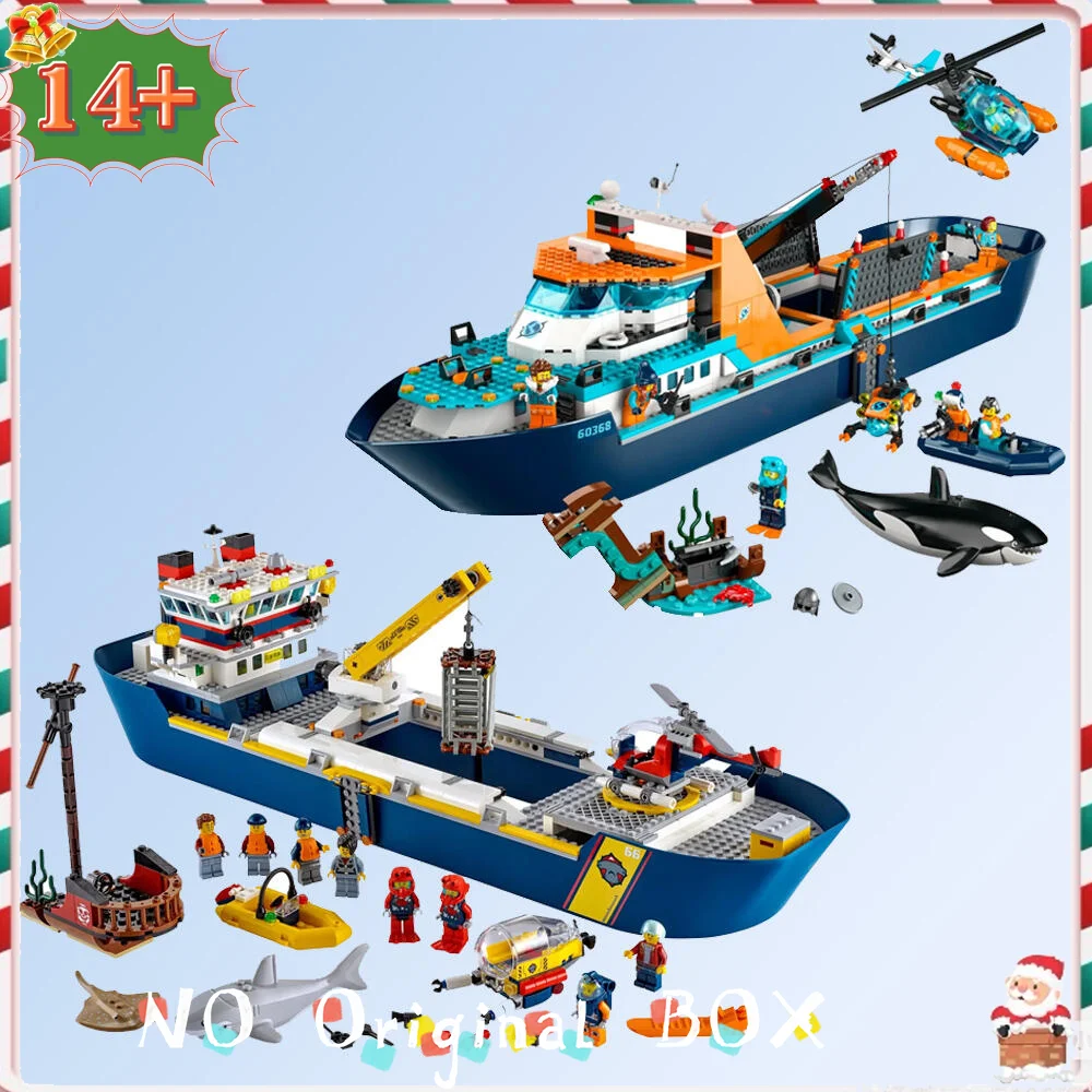 

60368 60266 Конструктор MOC Городской глубоководный исследовательский пароход, мини-модель городского океанского корабля, детские кирпичики, подарки на день рождения