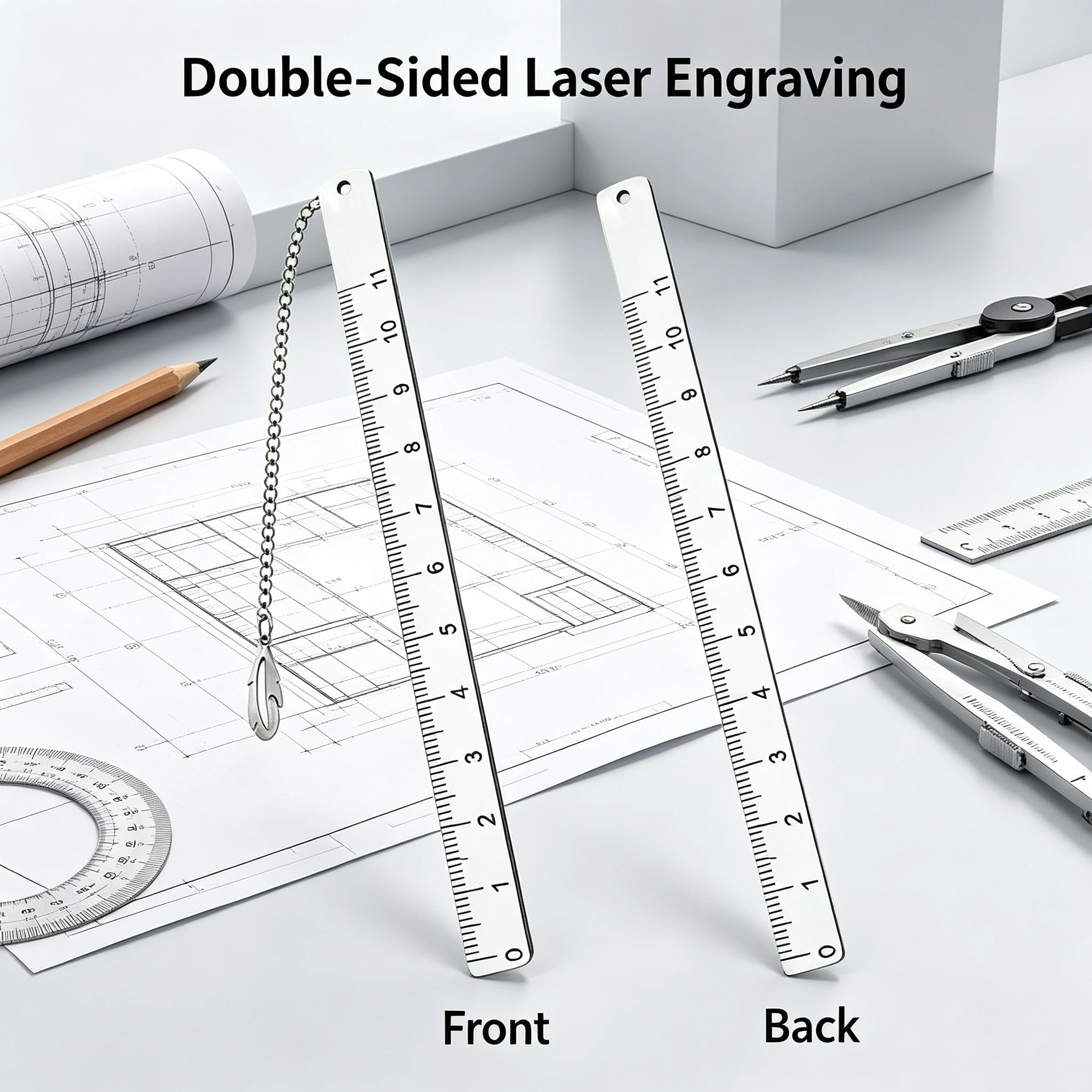 11cm Stainless Steel Ruler Bookmark | Double-Sided Mini Measuring Tool | Pocket Size for Student & Journaling Gift