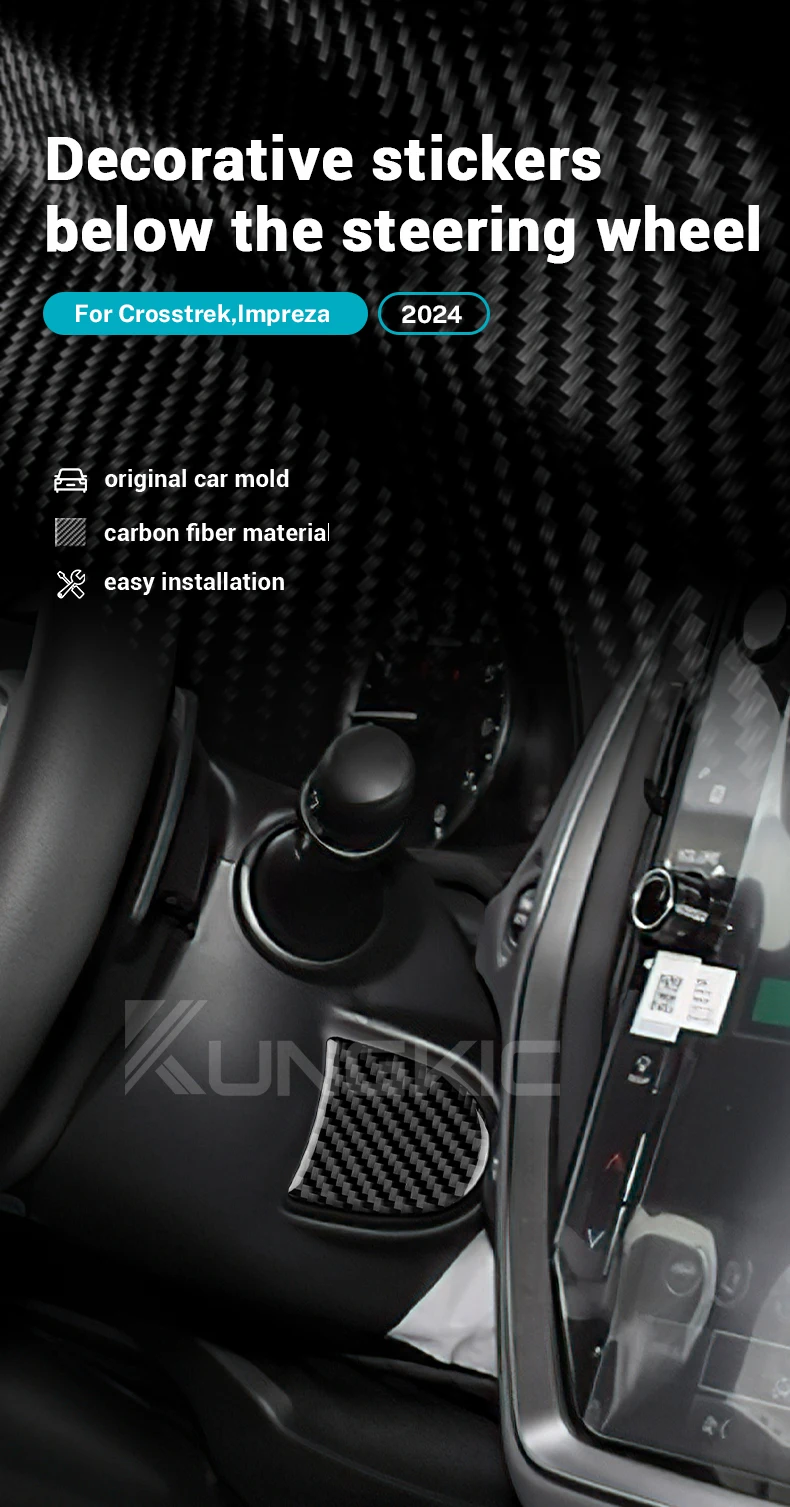 Echter, weicher Carbonfaser-Aufkleber für Subaru Crosstrek 2024, Impreza 2024, Auto-Innenraum-Zubehör für die Verkleidung unter dem Lenkrad – Detail 1
