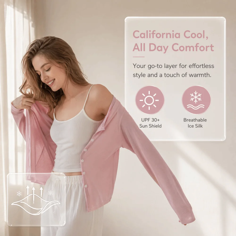 Ice Silk Sun Protection Cardigan Sun Shield Multi-match Ice Silk Shrug Cool Touch Light Thin Summer Cover Up Sling Dress Match