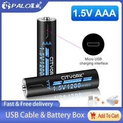 Ciyork 1.5V AAA akumulator litowy wielokrotnego ładowania 1200mWh 3A AAA ładowarka USB bateria litowo-jonowa z USB do zdalnie sterowana mysz