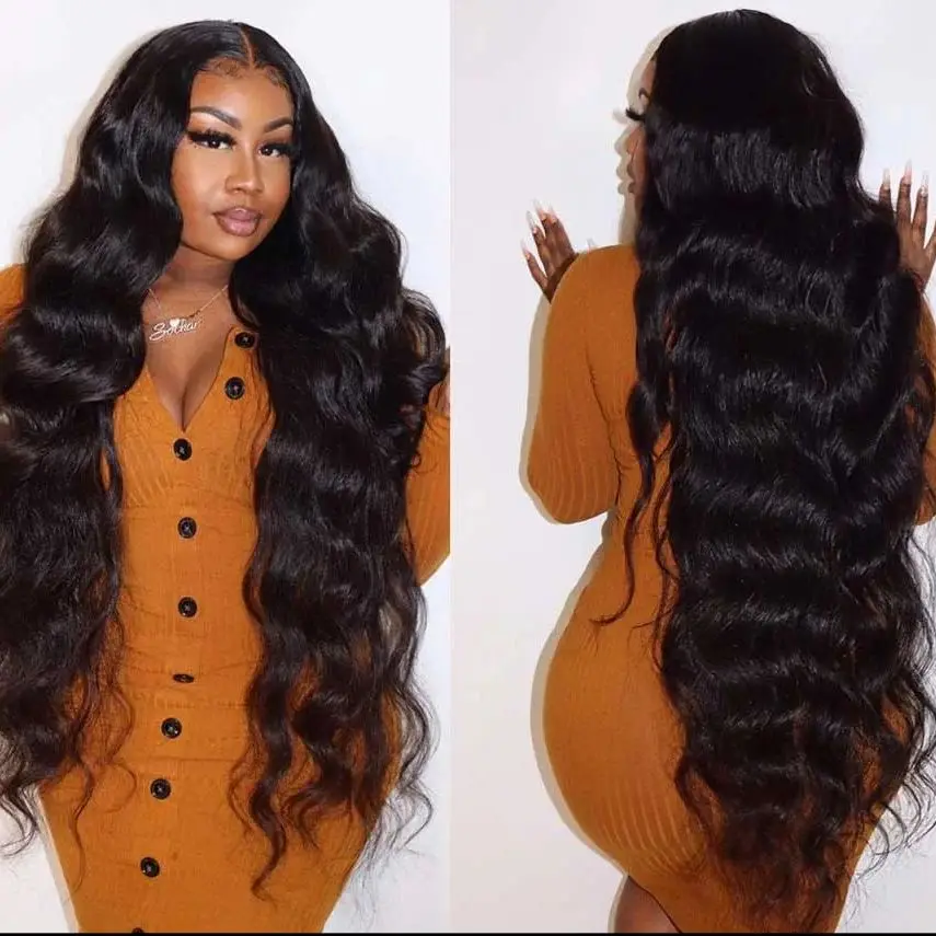 Perruque Lace Front Wig Body Wave naturelle, cheveux humains, 13x6, 4x4, 5x5, 13x4, naissance des cheveux naturelle, pre-plucked, sans colle, 30 40 pouces