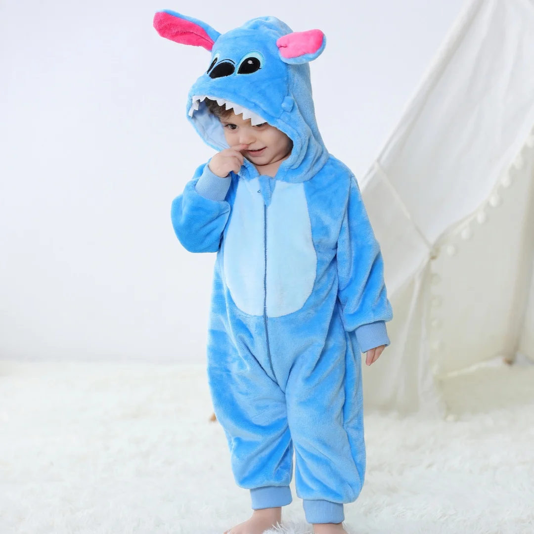 Baby Kigurumi Stitch Cartoon Romper niemowlę dzieci kombinezon ze zwierzętami Halloween boże narodzenie dziewczyny chłopcy Anime Cosplay piżamy