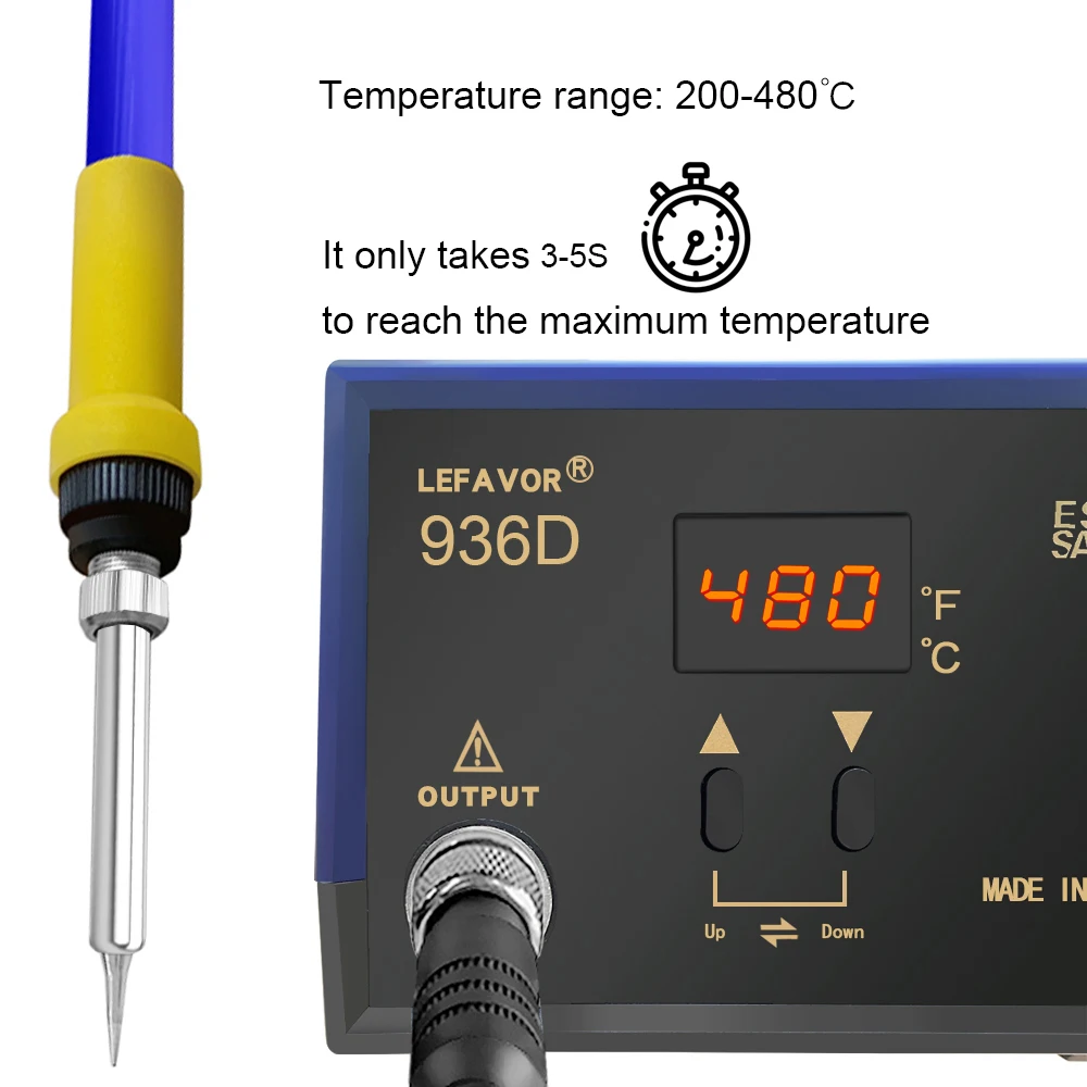 Imagem -02 - Digitas Estações de Solda do Ferro de Solda Ajuste de Temperatura Rápido c f Sono 200480 para Bga Conjunto de Ferramentas de Solda 936d 60w