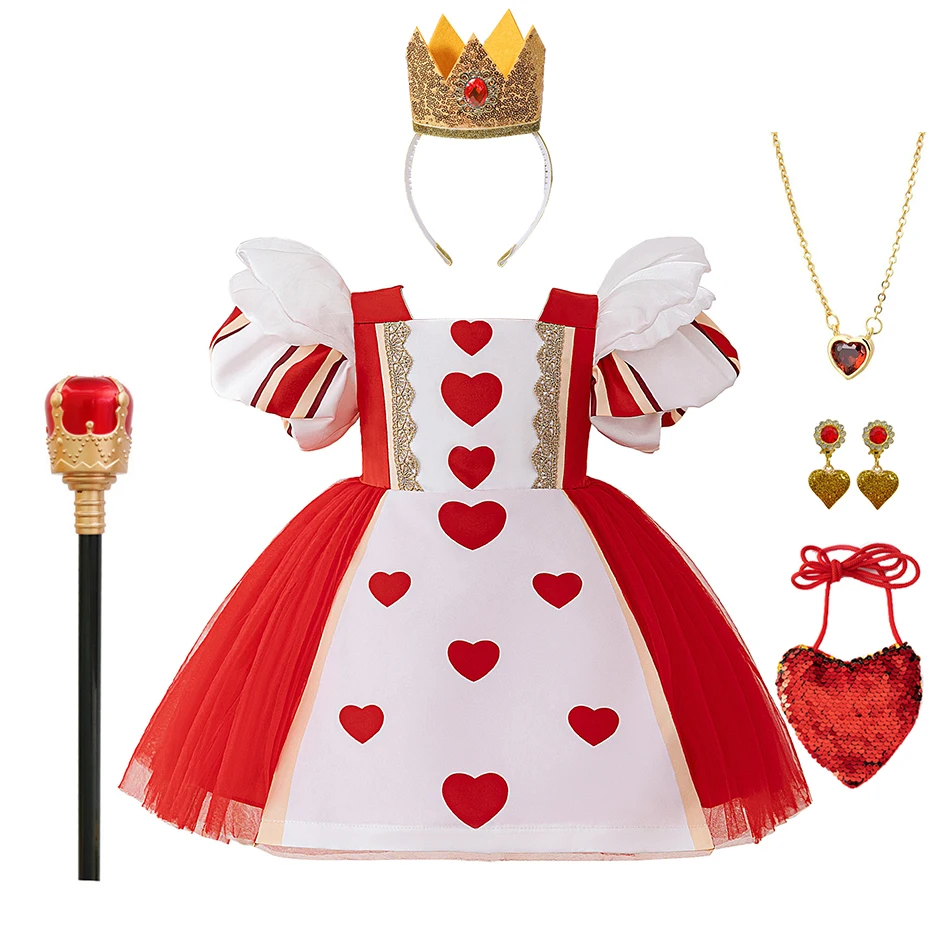 

Костюм красной королевы на Хэллоуин для маленьких девочек, детские наряды для косплея злой королевы, детские вечерние фэнтезийные комплекты принцессы, карнавальные нарядные комплекты