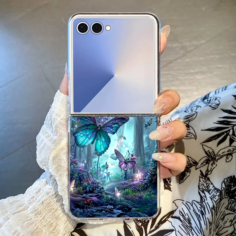 Traum Schmetterling Gemusterte Telefon Fall Für Samsung Galaxy Z Flip 7 FE 6 5 4 3 5G Harte PC falten Abdeckung Für Samsung Z Flip7 Flip6