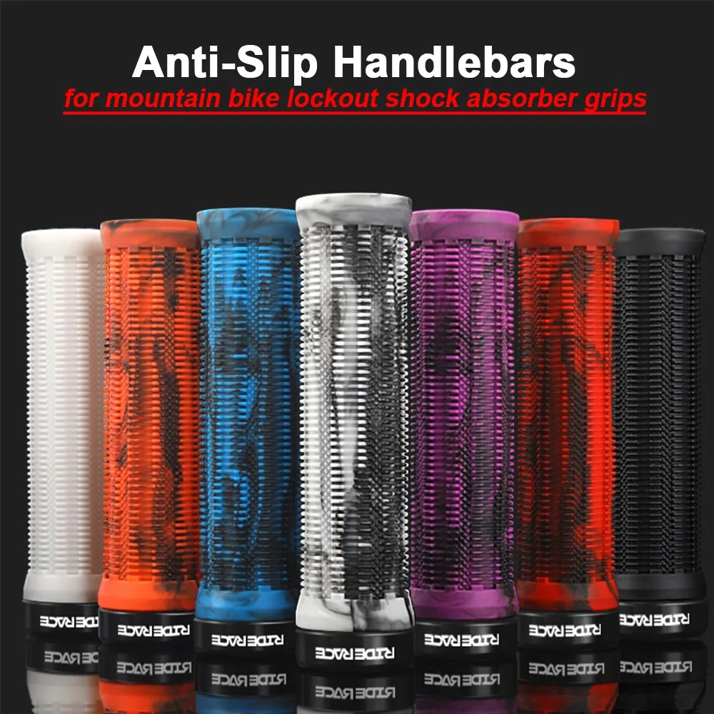 

Bicycle Grips Lock on Mountain Bike Handle Bar Cover Ergonomic Mixed Color Shockproof TPR Rubber Cycling Handlebar Grip