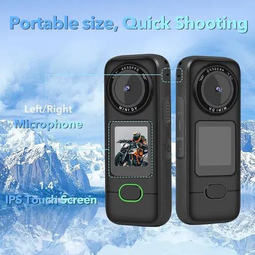 Imagen 2 del producto Cámara de acción Wifi 4K, Mini cámara deportiva, pantalla táctil impermeable, cámara deportiva HD para viajes, grabadora de conducción de motocicleta, Bodycam