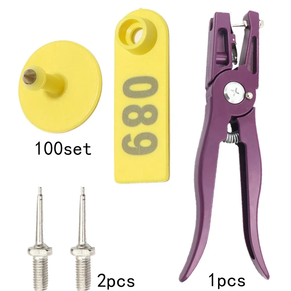 Sheep Ear Tag Marker Applicator Number 001-100 Goat Ldentification Kit ear tag pliers With 2 Pcs needle Livestock Tag Pliers