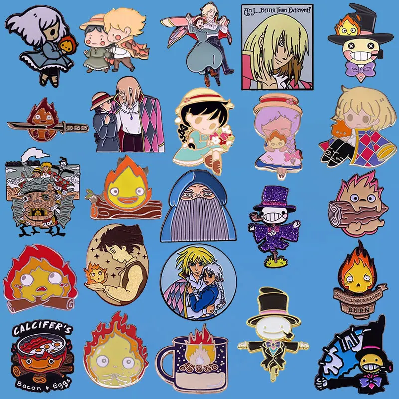 

Howl's Moving Castle Enamel Pin Miyazaki Hayao Ghibli Lapel Pins for Backpacks Clothes Badges Cute Brooch Jewelry Gifts