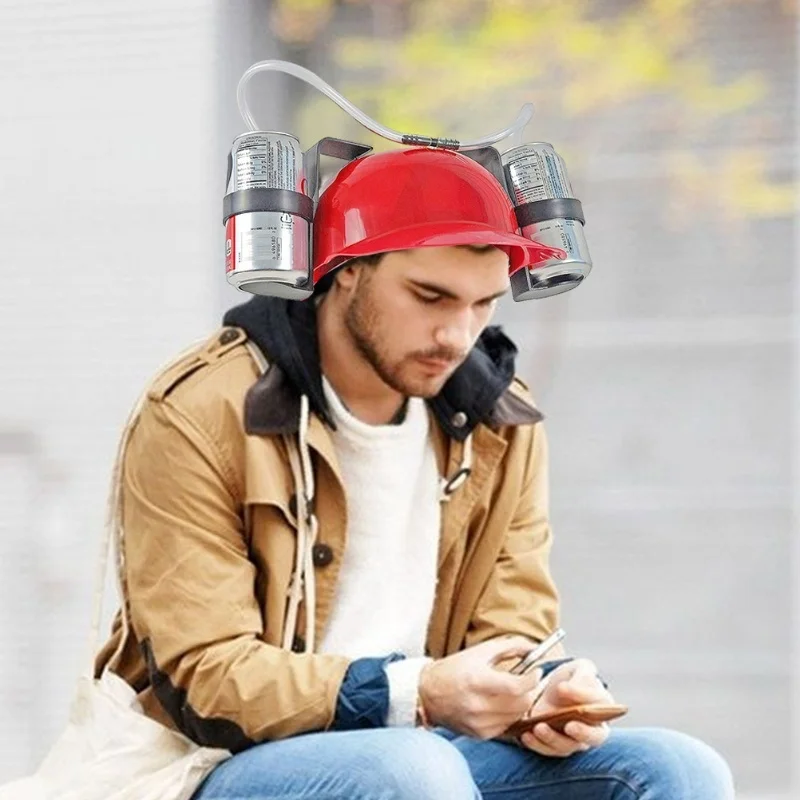 F9 Outdoor Beer Hat Drinking Helmet Party Hat Can Holder Drinker Hat With Straw Beer And Soda Drinking Creative Helmet Hat