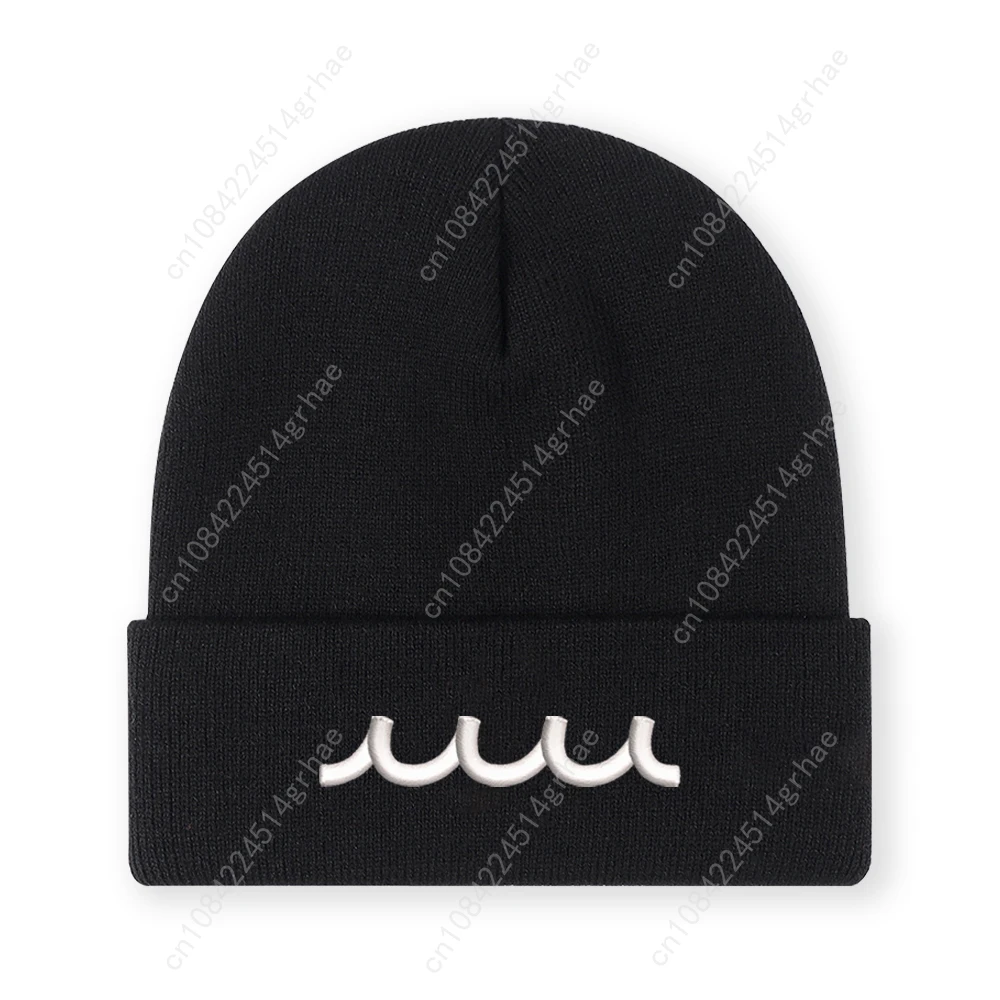 1pc'sea wave' bestickte Beanie, weich, dehnbar, leicht, Wintermütze für Damen und Herren, Outdoor-Hip-Hop-Mode