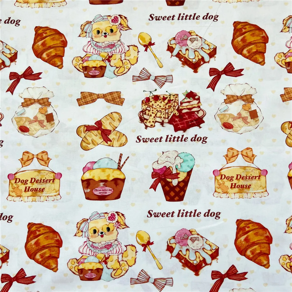 Cute Bread Animal Print Cotton Fabric Sewing Quilting Cloth Patchwork Needlework Handmade DIY Material