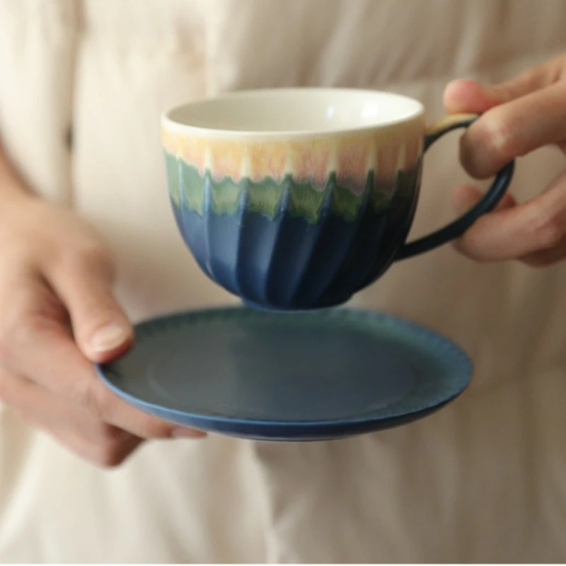 陶器製コーヒーカップ-風景グラデーション釉薬絵付け-窯変化-セラミックマグカップ-ギフト-贈り物-アフタヌーンティーカップ