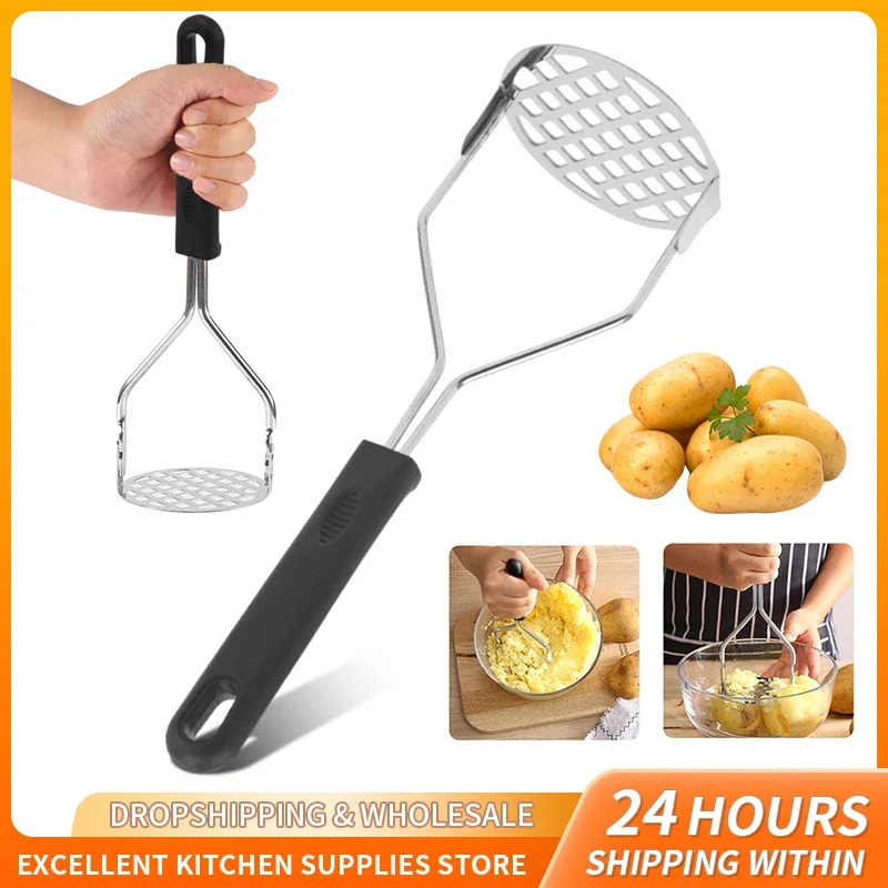 

Stainless Steel Potato Masher Ricer | Manual Press Crusher for Fruits & Vegetables | Essential Kitchen Mud-Making Tool