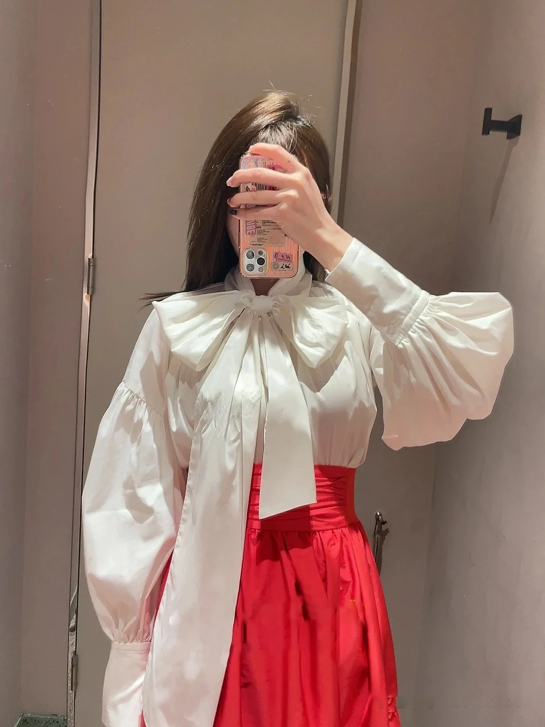 Spring 2023 Sweet Japanese Style Women's Shirt Bubble Sleeve  Knot Stripe  Color Top Skin-friendly Breathable