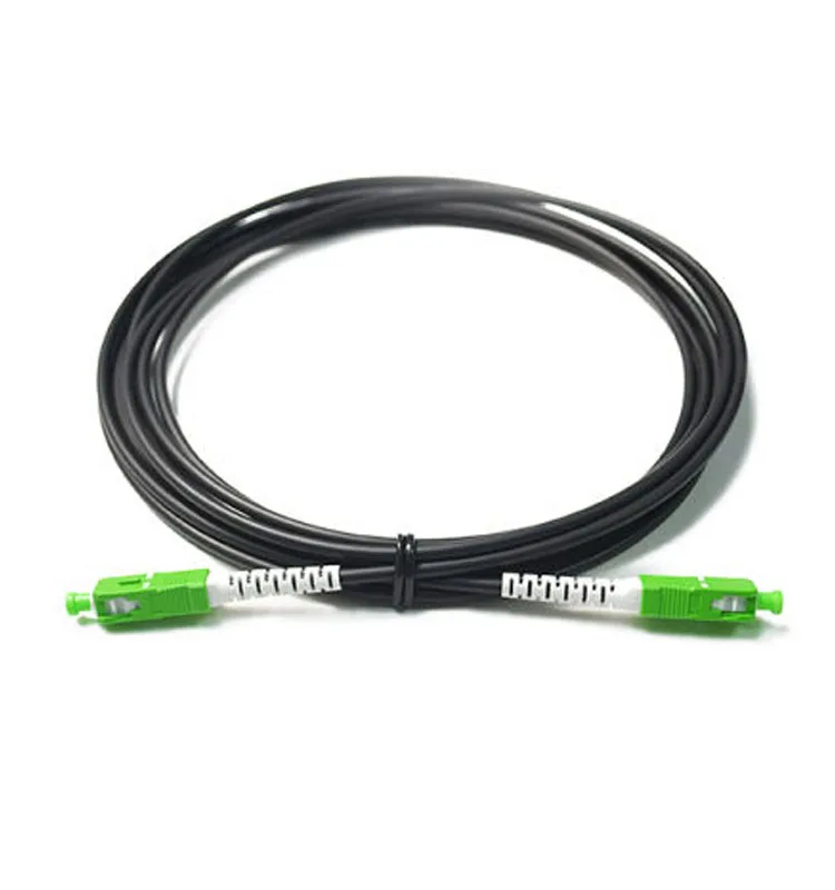 Single Mode Fiber Patch Cord, FTTH Drop Cable com fio de aço, Jaqueta LSZH preta, SCAPC G657A1, interior, 100m