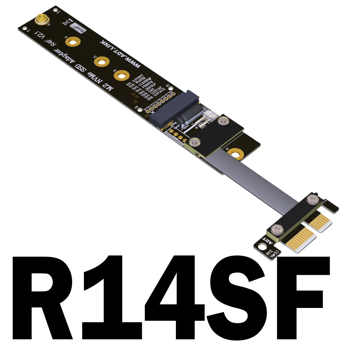 Cable de extensión PCIe 4x convert 1x M.2 NVMe SSD tarjeta adaptadora compatible con PCI-E 3,0 ADT