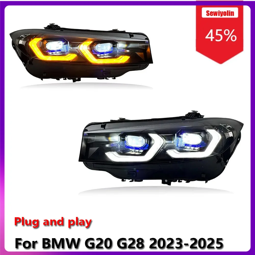 

Car LED Headlight For BMW G20 G28 2023-2025 Dual Color DRL Brake Turn Signal Lamp Plug And Play
