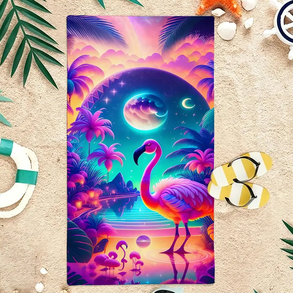 Pink Flamingo Towel Microfiber soft Beach Towel for Travel Fitness Sauna Bathing Camping