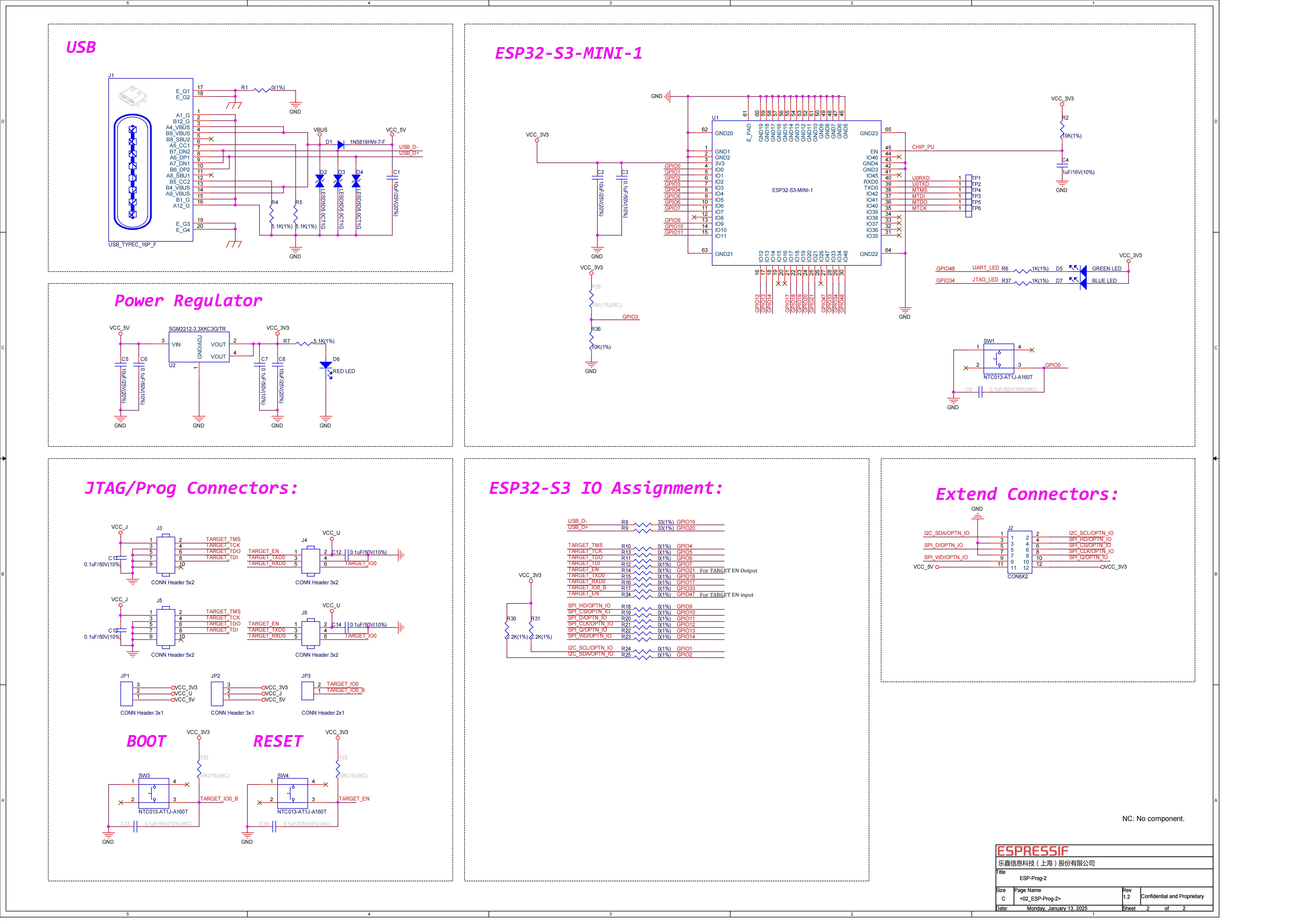 ESP-Prog-2 Debugging Downloader Serielle Kommunikation JTAG Online Debugging Downloader Unterstützt 5V/3,3V Netzteil