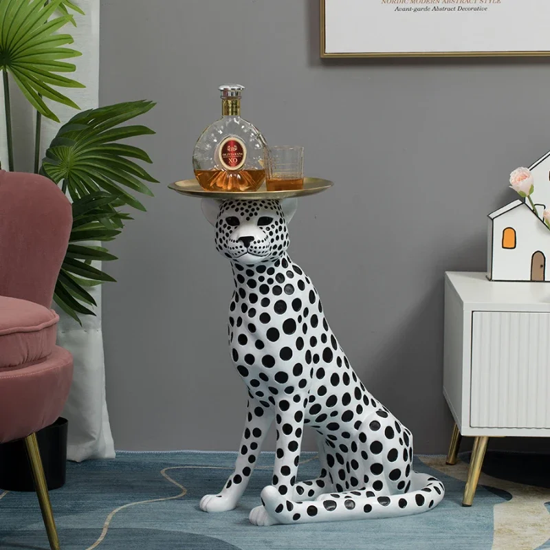 Wealth Attracting Leopard Statue Large Coffee Table Decor, Housewarming Gift, Entrance Living Room Ornament, Unique Design