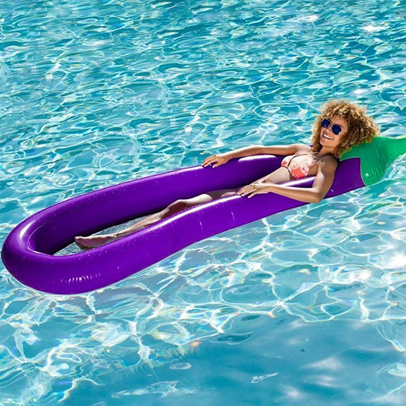 1Pcs 180cm Giant Inflatable Pool Float Eggplant Shape Mattress Swimming Circle For Adult