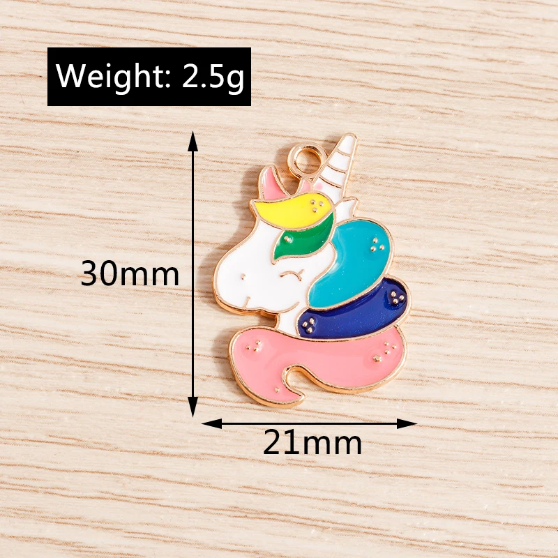 Tusember 10 Stück Bunte Emaille-Einhorn-Anhänger für Schmuckherstellung Damenmode Ohrringe Halskette DIY-Bastelarbeiten – Detail 6