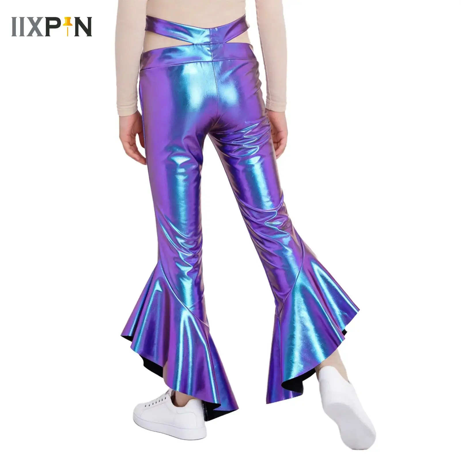 

Kids Hip Hop Jazz Dance Performance Costume Fashion Shiny Sequin Flared Pants Trousers Children School Party Street Dancewear