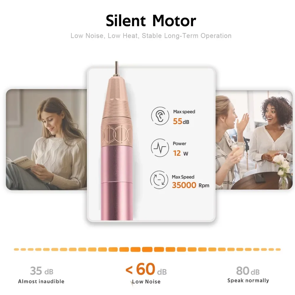 Professional 35000 RPM Nail Sander Remover USB Pen Style Wireless Control Electric Cordless Nail Drill