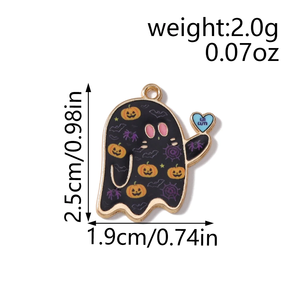 Leslie 20 Stück 19x25mm Niedliche Kawaii-Geister-Charms Halloween-Geister-Anhänger für Schmuckherstellung, Armband, Halskette, Zubehör – Detail 2