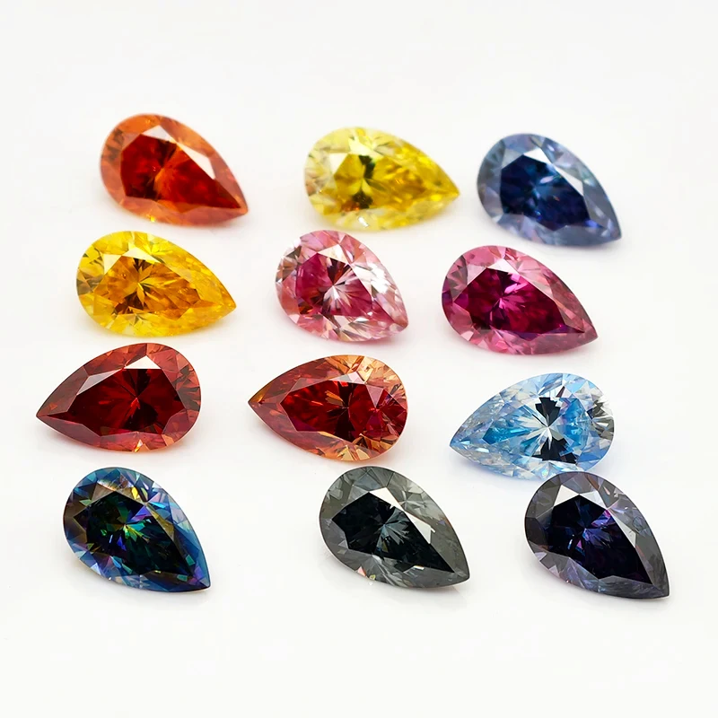 Real Moissanite Pear Cut Lab Diamonds Loose Stones 0.5-5.0ct 3EX Cut Lab Grown Gemstone with GRA Certificate Pass Diamond Tester