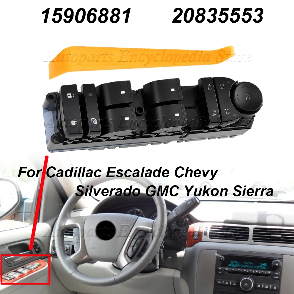 

LHD Power Window Door Master Switch 15906881 For Cadillac Escalade Chevy Silverado GMC Yukon Sierra 2500 3500 2007-2014 20835553