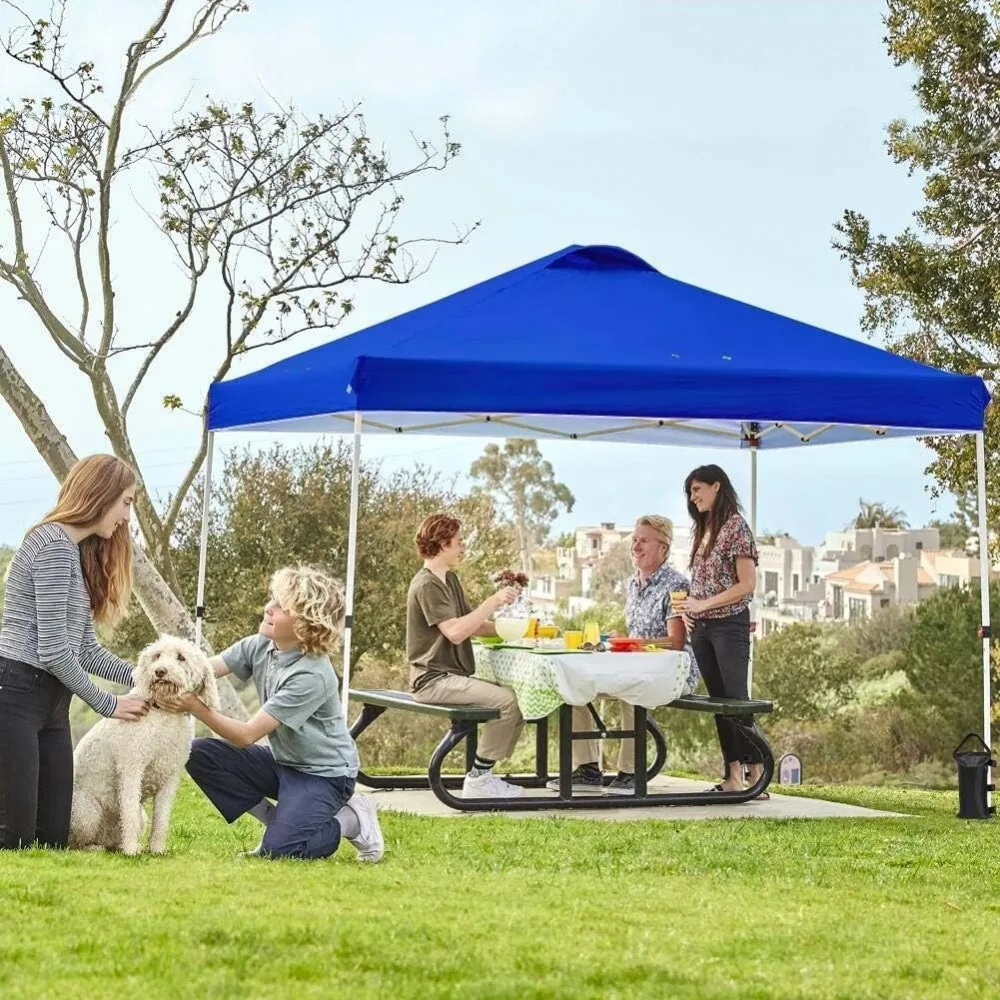 

10x10 ft Canopy Tent with Wheeled Carry Bag, 8 Stakes, 4 Ropes, 4 Weight Bags, Easy Set Up Tent Canopy