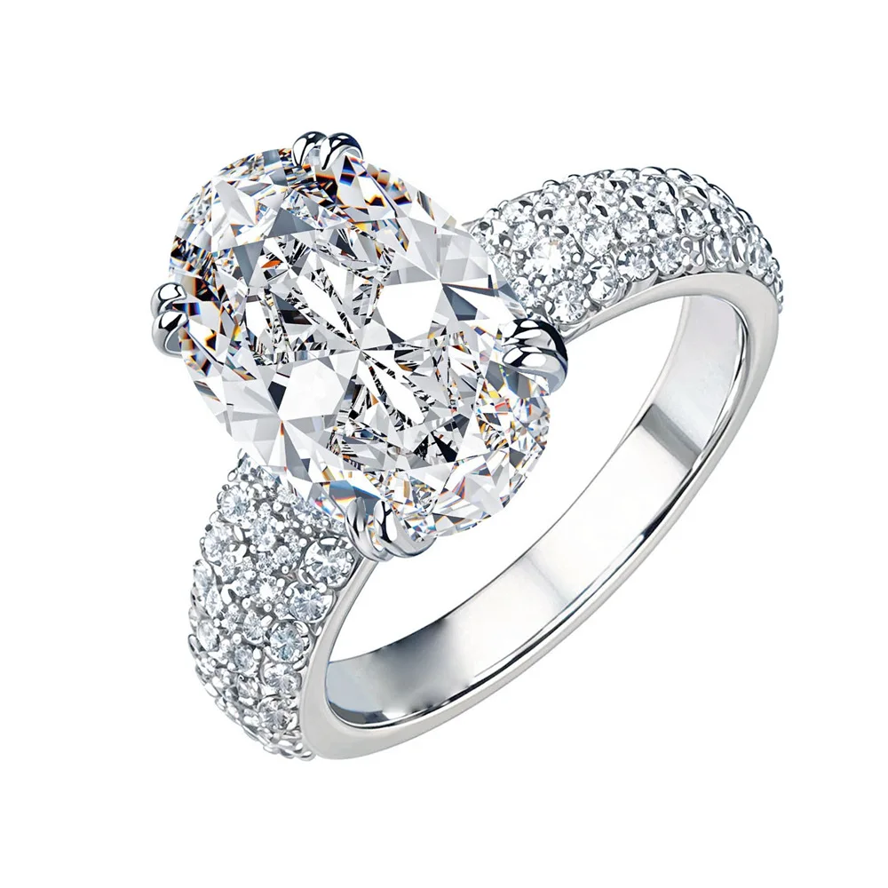 

4.5 ct pigeon egg mozzarella diamond ring women's 925 sterling silver Seiko diamond ring European and American high-end jewelry