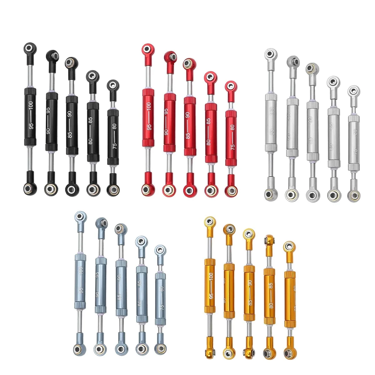 Metalowe drążki kierownicze, regulowane drążki serwo do 1/10 Axial SCX10 TRX4 90046 D90 RC Crawler, części zamienne do tuningu.