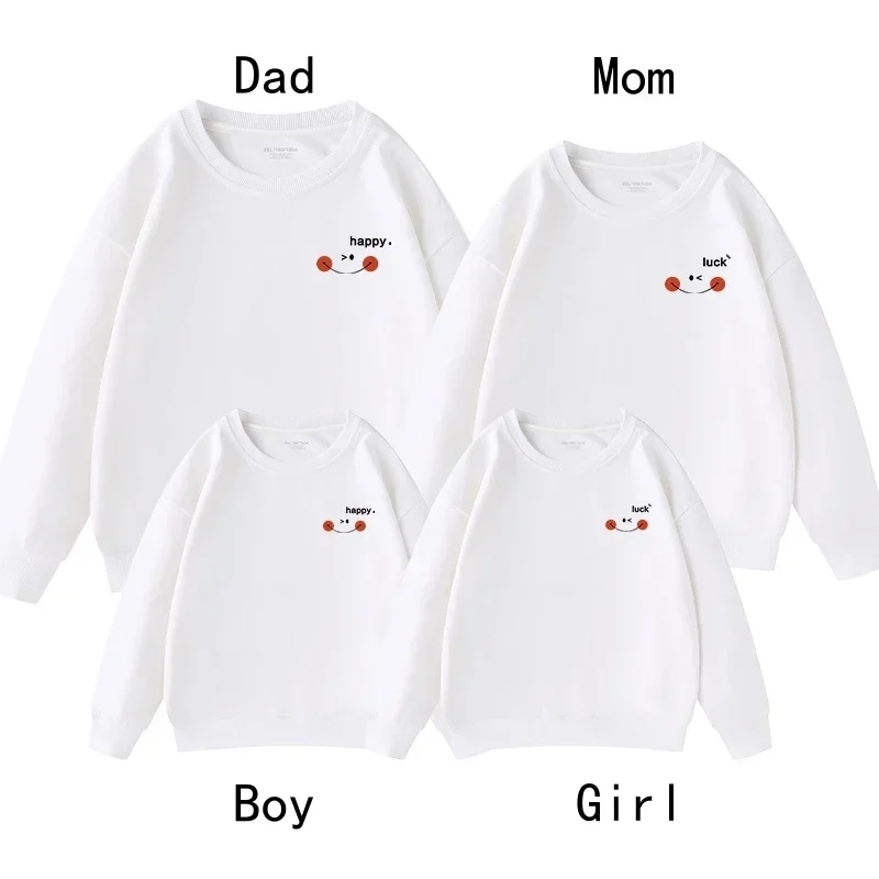 Mom Baby Matching Family Outfits Dad Son Sweatshirts Letters Printed Shirts Winter Mother Daughter Kids Tops Couple Pullovers