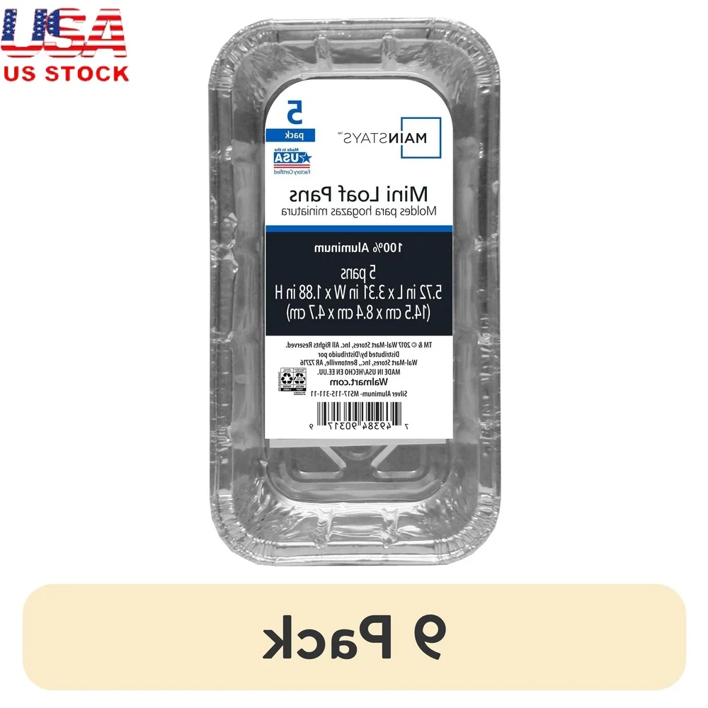 

Одноразовые алюминиевые мини-формы для хлеба, 9 упаковок, легко чистящиеся, экологически чистые, для выпечки, 5,72 x 3,31 x 1,88 Идеальные подарки для вечеринок