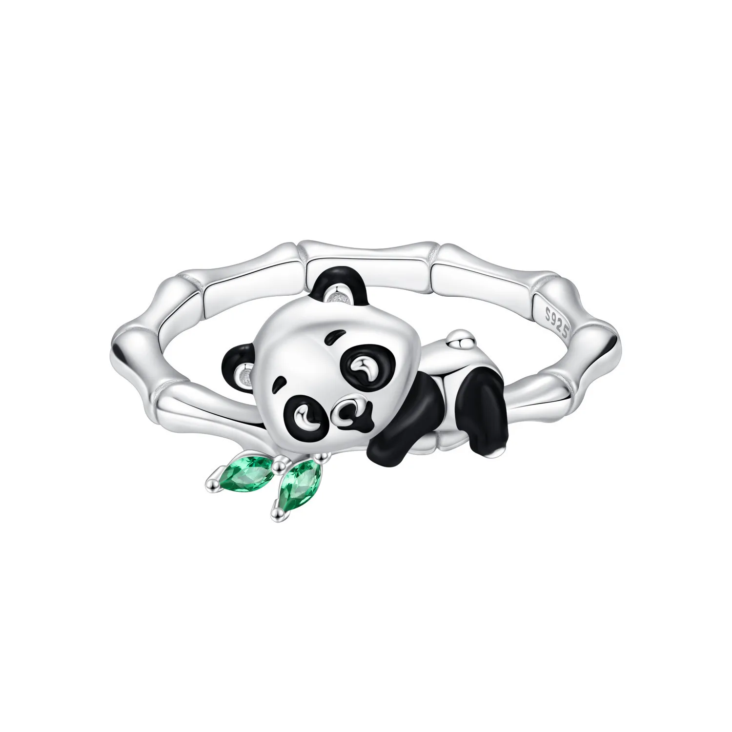 PANPOKI S925 Sterling Silber Niedlicher Panda-Tier-Ring für Damen, Original-Fingerring, Schmuck, Party, Feine Trendige Geschenke