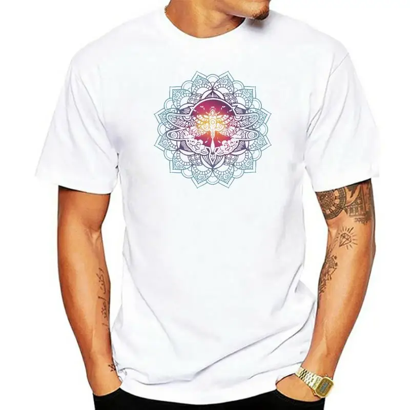 Dragonfly Mandala Yoga T Shirt Insect Tee Shirt Mandala Namaste Yoga T-Shirt Basic Models Tee Shirt