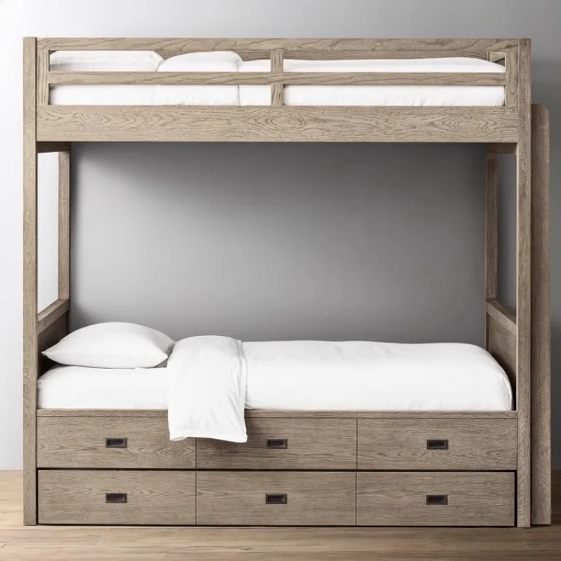 Solid wood children's bed Simple oak with drawers Mother and child bed Boys and girls Multifunctional upper and lower beds Stora