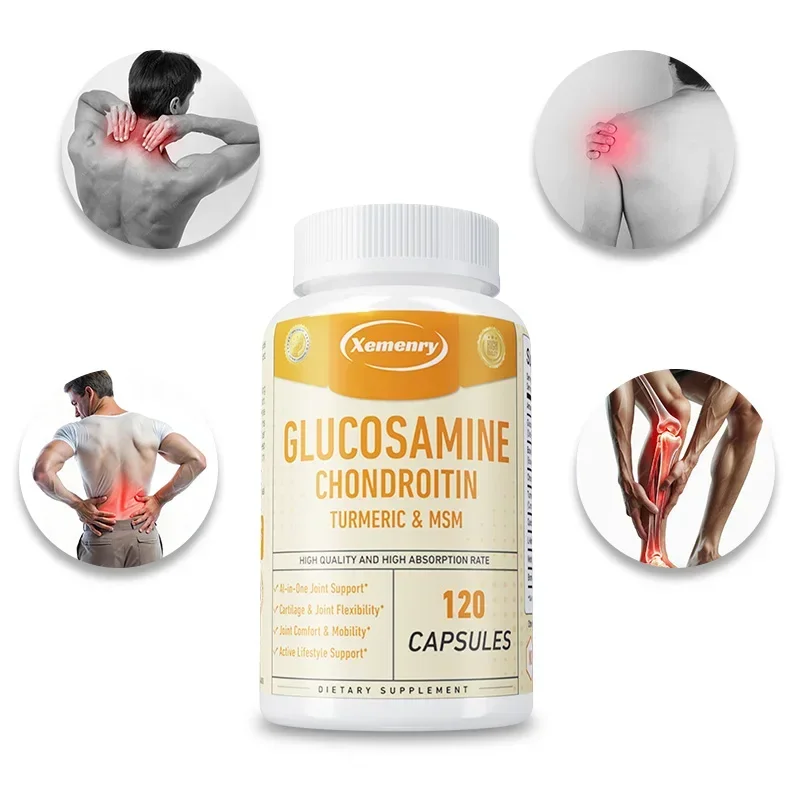 

Glucosamine Chondroitin MSM Turmeric - Antioxidant, Supports Joint and Bone Health, Relieves Joint Pain