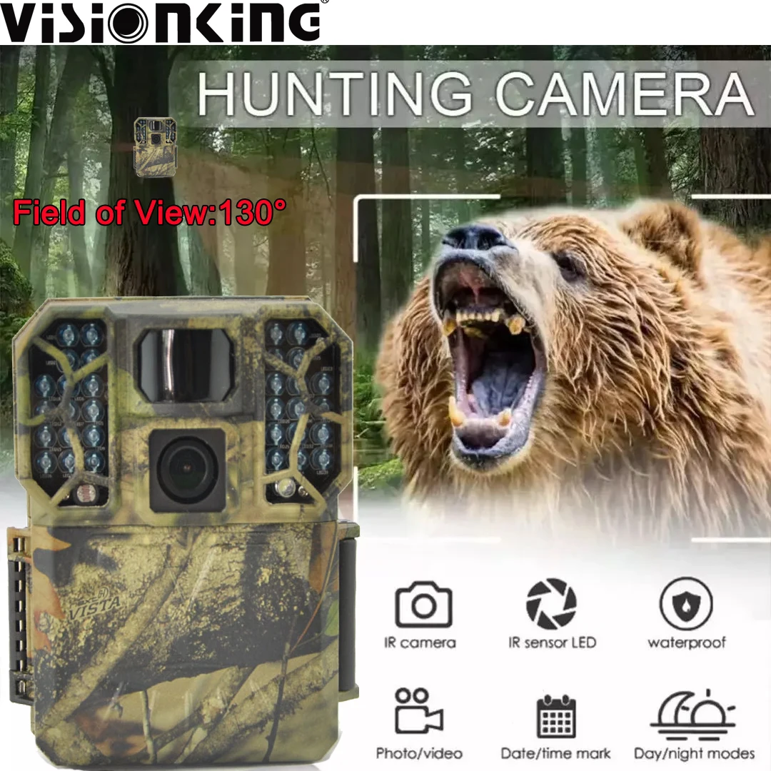 

Visionking 130 ° Поле зрения, охотничья тропа, 16 МП, 1080P, инфракрасная камера ночного видения, уличная фотоловушка для дикой природы, высокая видеокамера