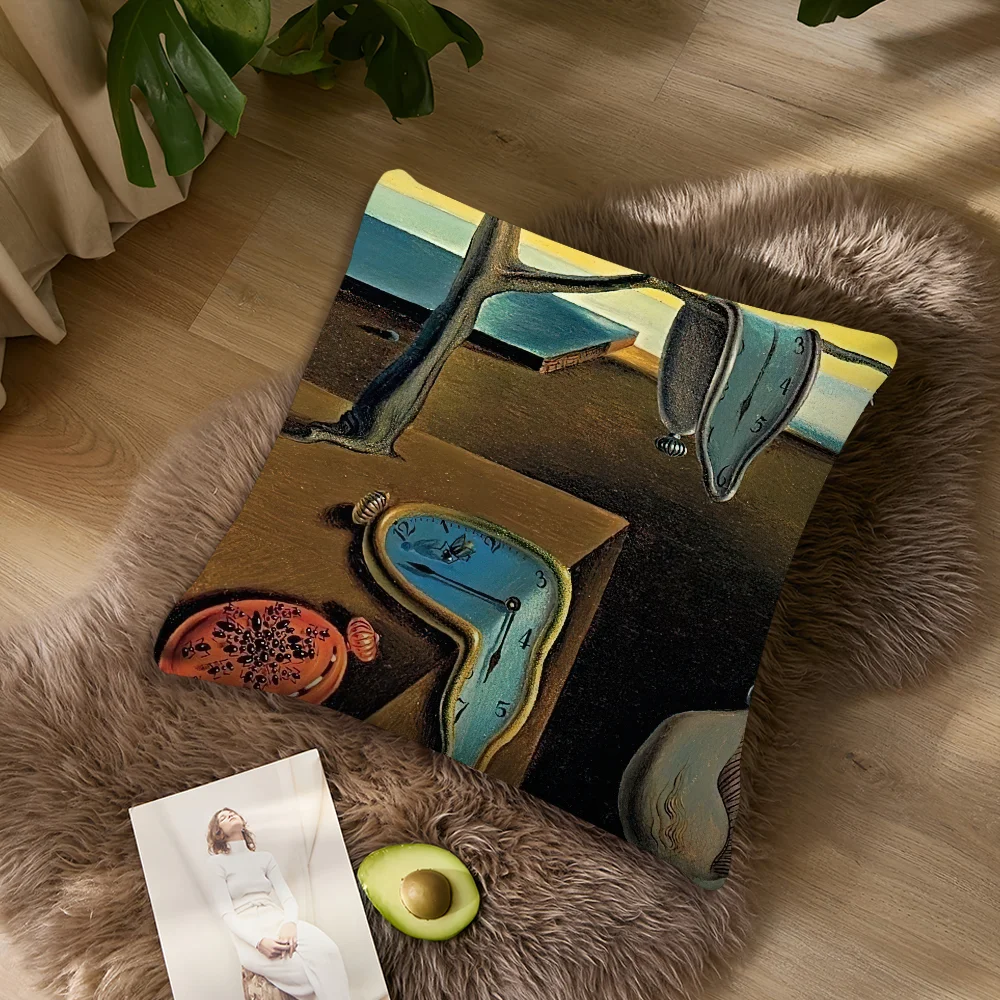 S-Salvador Dali Pop Art Kissenbezug, Wohnzimmer, Akzent, Couch, Rückenstütze, quadratisch, Lounge, erholsamer Nickerchenbegleiter ﻿ – Detail 5